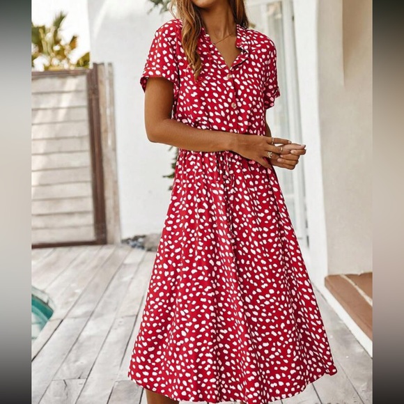 Boho drawstring waist A line dress - Picture 4 of 5